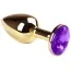 Анальная пробка с фиолетовым кристаллом SWAROVSKI Gold Violet Small, золотая