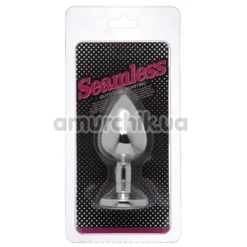 Анальная пробка с розовым кристаллом Loveshop Seamless Butt Plug L, серебряная