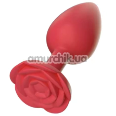 Анальная пробка Rose Shape Silicone Anal Plug Small, красная - Фото №1