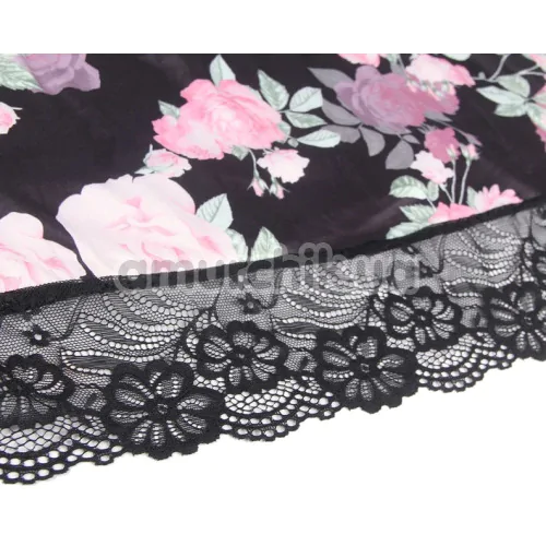 Комплект Star Night Floral Mesh Set, черный: пеньюар + трусики-стринги