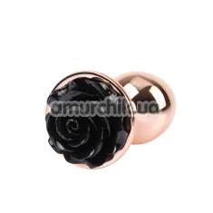 Анальна пробка з чорною трояндою Matrix Evil Spark Rose Anal Plug S, золота - Фото №1