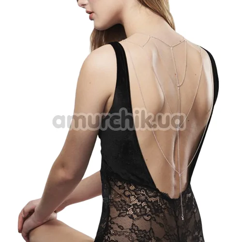 Прикраса для тіла Bijoux Indiscrets The Magnifique Collection Back and Cleavage Chain, срібна