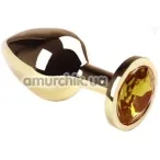 Анальная пробка с желтым кристаллом SWAROVSKI Gold Citrine Middle, золотая - Фото №1