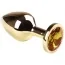 Анальная пробка с желтым кристаллом SWAROVSKI Gold Citrine Middle, золотая
