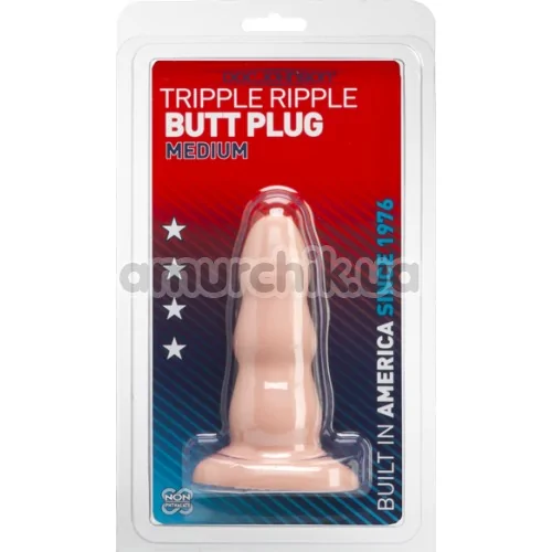 Анальная пробка Tripple Ripple Butt Plug Medium, телесная