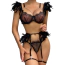 Комплект Star Night Sensual Feather & Chains, черный: бюстгальтер + трусики-стринги + пояс для чулок + гартеры - Фото №13