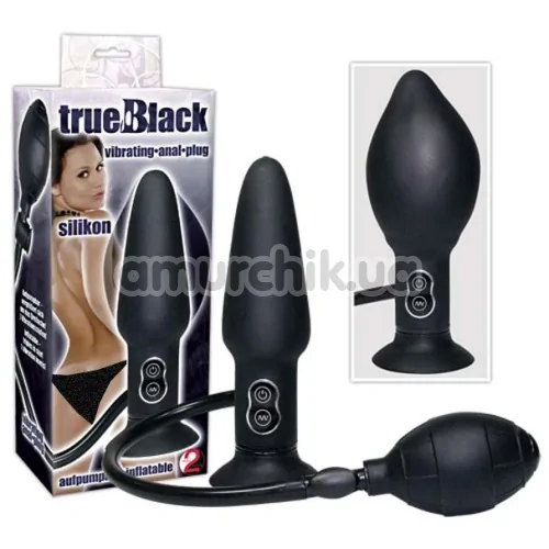 Анальный расширитель с вибрацией True Black Vibrating Anal Plug, черный