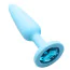 Анальная пробка с голубым кристаллом Alume Silicone Long Plug S, голубая - Фото №2