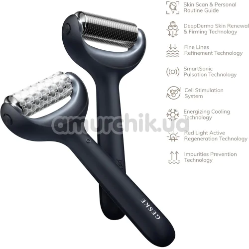 Массажер-роллер для лица и тела с микроиглами Geske MicroNeedle Face & Body Roller 8 in 1, черный
