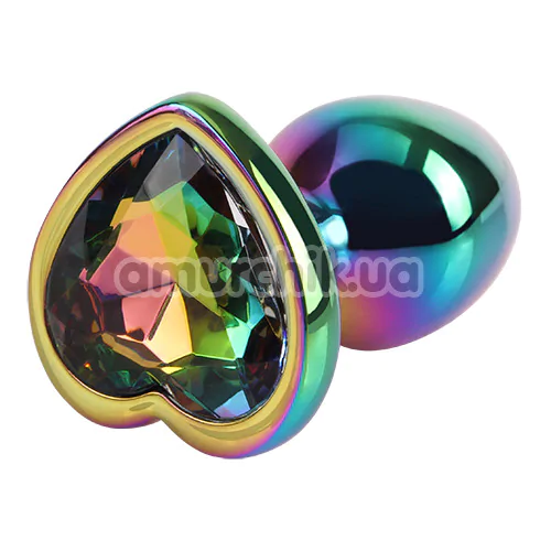 Анальна пробка з райдужним кристалом Matrix Mont Rainbow Heart Butt Plug S, мультикольорова - Фото №1