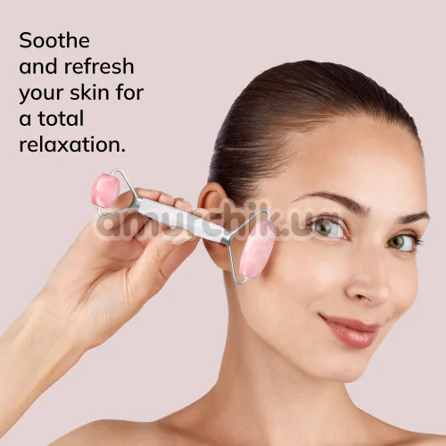 Роликовый массажер Geske Rose Quartz Face & Body Roller 5 in 1, белый