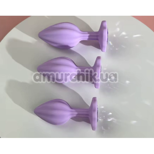 Набор анальных пробок с фиолетовым кристаллом Alume Silicone Plug, фиолетовый