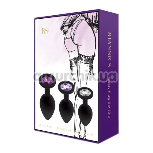 Набір з 3 анальних пробок Rianne S Booty Plug Set (3х), чорний