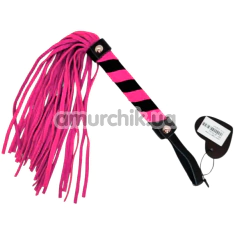 Флоггер DS Fetish Leather Flogger M, розово-черный - Фото №1