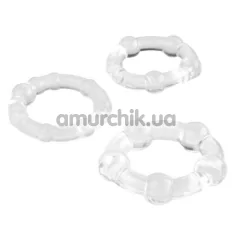 Набір з 3 ерекційних кілець Boss Series Triple C-Ring Set з кульками, прозорий - Фото №1