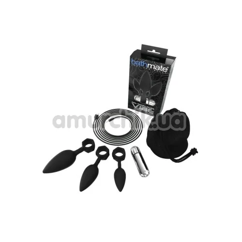 Набор из 3 анальных пробок с вибрацией Bathmate Anal Training Plugs Vibe, черный