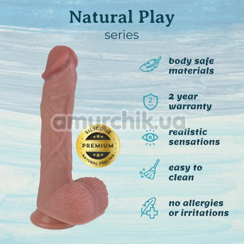 Фалоімітатор Natural Play Silicone Dildo D5, тілесний