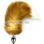 Анальная пробка с рыжим хвостиком Art Of Sex Metal Butt Plug Foxy Fox M, серебряная - Фото №1