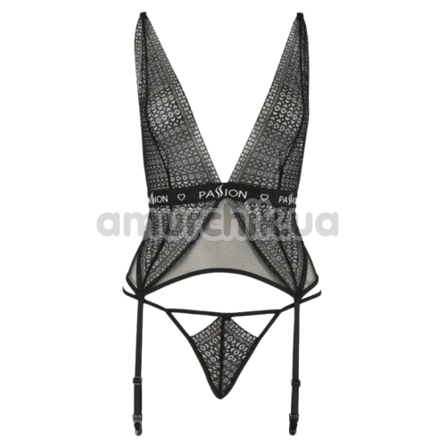 Комплект Passion Free Your Senses Mirajane Corset, чорний: корсет + трусики-стрінги