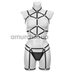 Комплект Bijoux Pour Toi Sidonie, черный: портупея + гартеры + трусики-стринги - Фото №1