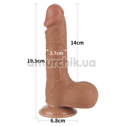 Фаллоимитатор Sliding-Skin Dual Layer Dong 7.5 с мошонкой, светло-коричневый