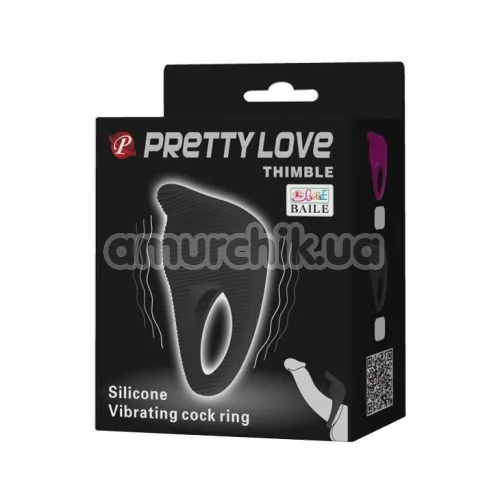 Виброкольцо Pretty Love Thimble, черное