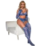 Комплект Star Night Mesh Printed Sexy Bra Set, синий: бюстгальтер + трусики-стринги + пояс для чулок + чулки + перчатки - Фото №6