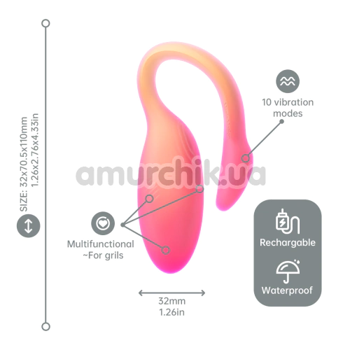 Вибратор Magic Motion Magic Flamingo Max, оранжево-розовый