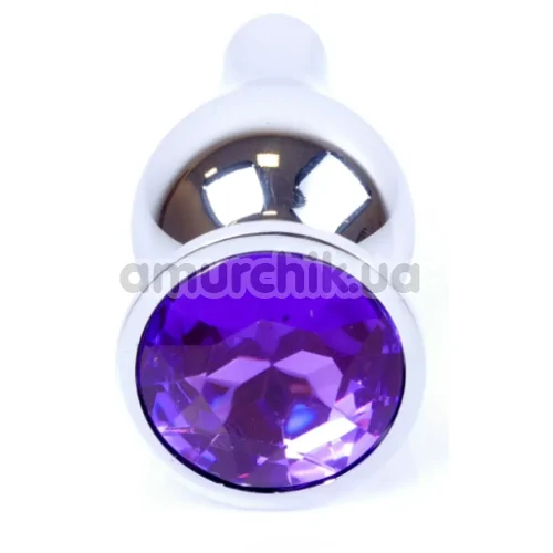 Анальна пробка з фіолетовим кристалом Exclusivity Jewellery Silver Plug Long, срібна