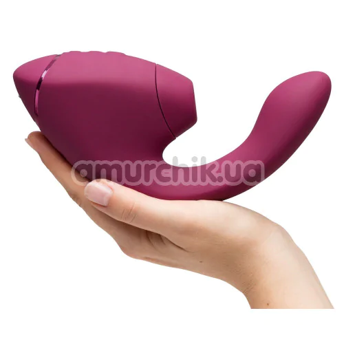 Вібратор з вакуумним стимулятором Womanizer Next Duo, бордовий