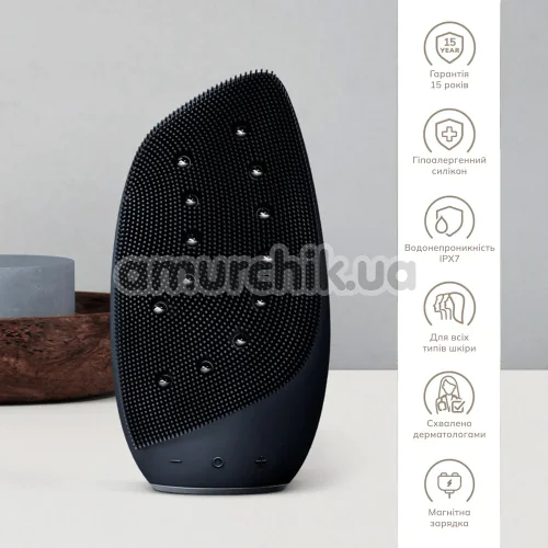 Щетка для лица Geske Sonic Thermo Facial Brush & Face-Lifter 8 in 1, черная