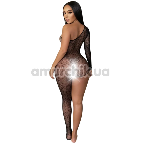 Комбинезон Star Night One Shoulder Leopard Bodystocking, черный