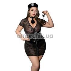 Костюм поліцейської JSY Sexy Lingerie P61119, чорний: сукня + краватка + головний убір + наручники - Фото №1