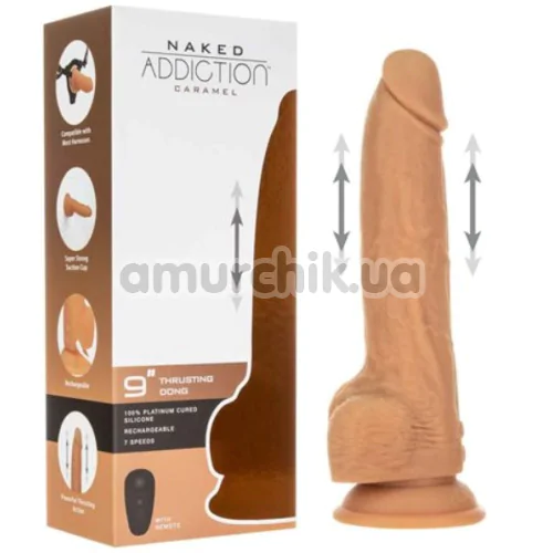 Вибратор с толчками Addiction Naked Thrusting Dong 9, светло-коричневый