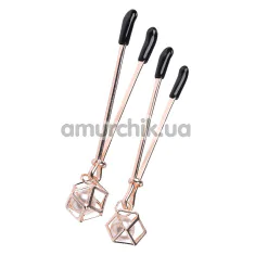 Зажимы для сосков Sex & Mischief Brat Pearl Nipple Clips, золотые - Фото №1