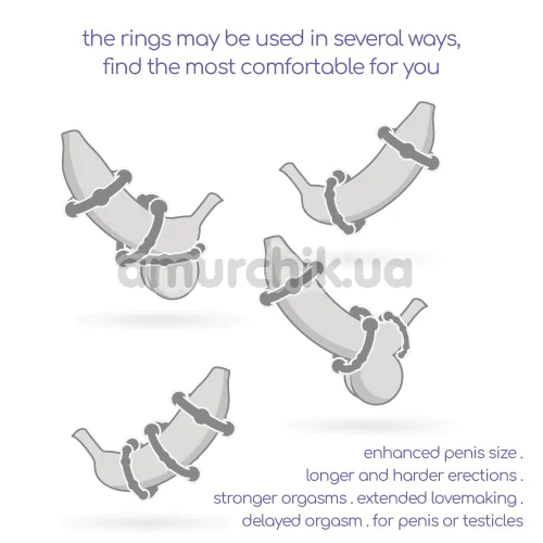 Набір з 3 ерекційних кілець Crushious Triple Bead, прозорий