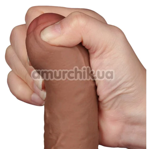 Фаллоимитатор Sliding-Skin Dual Layer Dong 7 с закрытой головкой, светло-коричневый
