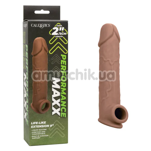 Насадка на пенис Performance Maxx Life-Like Extension 8, коричневая