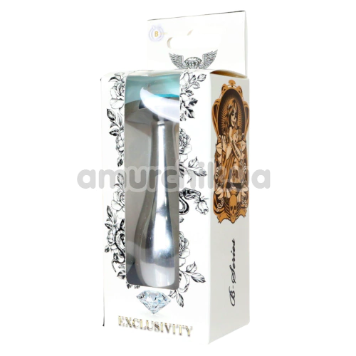 Анальная пробка с голубым кристаллом Exclusivity Jewellery Silver Straight Plug L, серебряная
