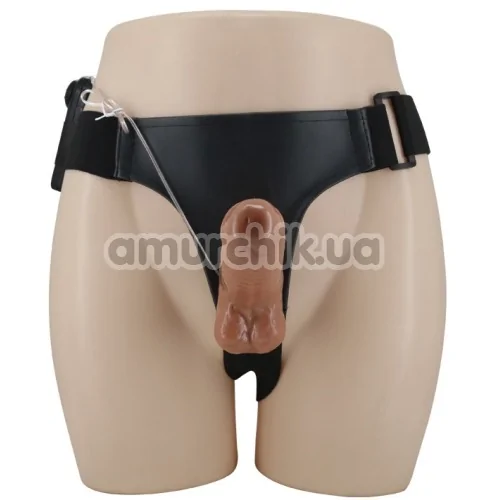 Страпон с вибрацией Ultra Passionate Harness Realdeal Penis Strap On, коричневый