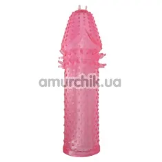 Насадка - подовжувач члена Super Stretch Silicone Sleeve, рожева - Фото №1