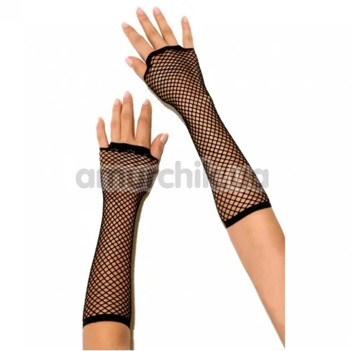 Рукавички Long Fishnet Gloves, чорні