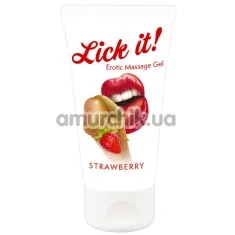 Массажный гель Lick it Erotic Massage Gel Strawberry - клубника, 50 мл - Фото №1