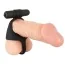 Віброкільце Black Velvets Silicone Cock & Ball Ring + Vibe, чорне - Фото №4