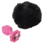 Анальна пробка з рожевим кристалом і чорним хвостиком Alume Silicone Plug With Tail S, рожева - Фото №1
