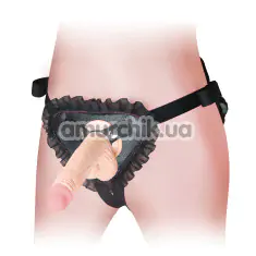 Трусики для страпону Lovetoy Orgazm Cozy Harness Series + 4 кільця LV1045, чорні - Фото №1