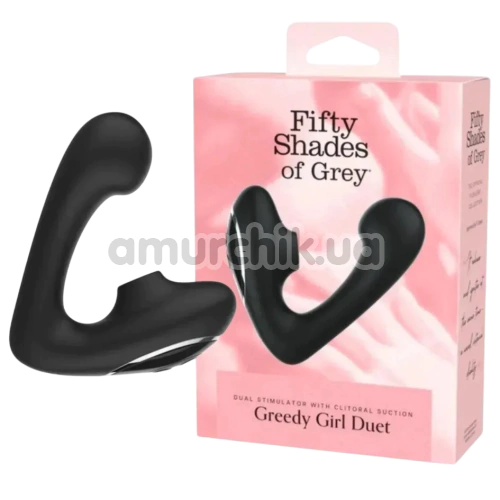 Вибратор с вакуумным стимулятором Fifty Shades of Grey Greedy Girl Duet, черный