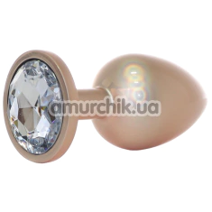 Анальная пробка с прозрачным кристаллом Exclusivity Jewellery Pearl Gold Plug L, золотая - Фото №1