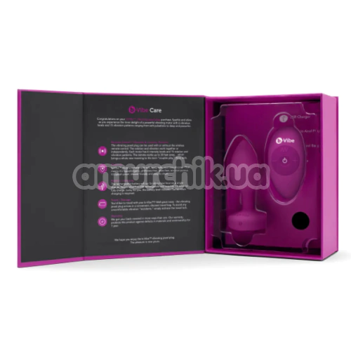 Анальна пробка з вібрацією B-Vibe Vibrating Jewel Plug S/M, малинова