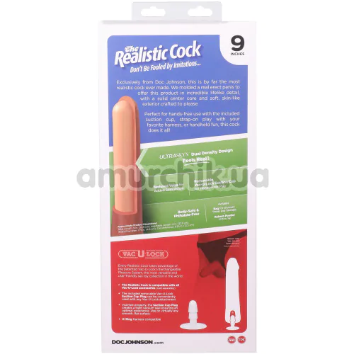 Фаллоимитатор Doc Johnson The Realistic Cock 9, телесный
